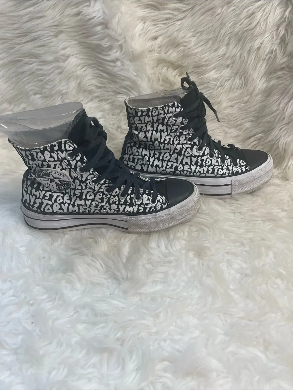 Converse Black & White All-Star Graffiti High-Top Sneakers - Kids